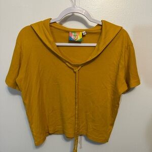 Big Bud Press Sailor Short Sleeve Top Yellow Mustard Size XXS Oversized Cropped